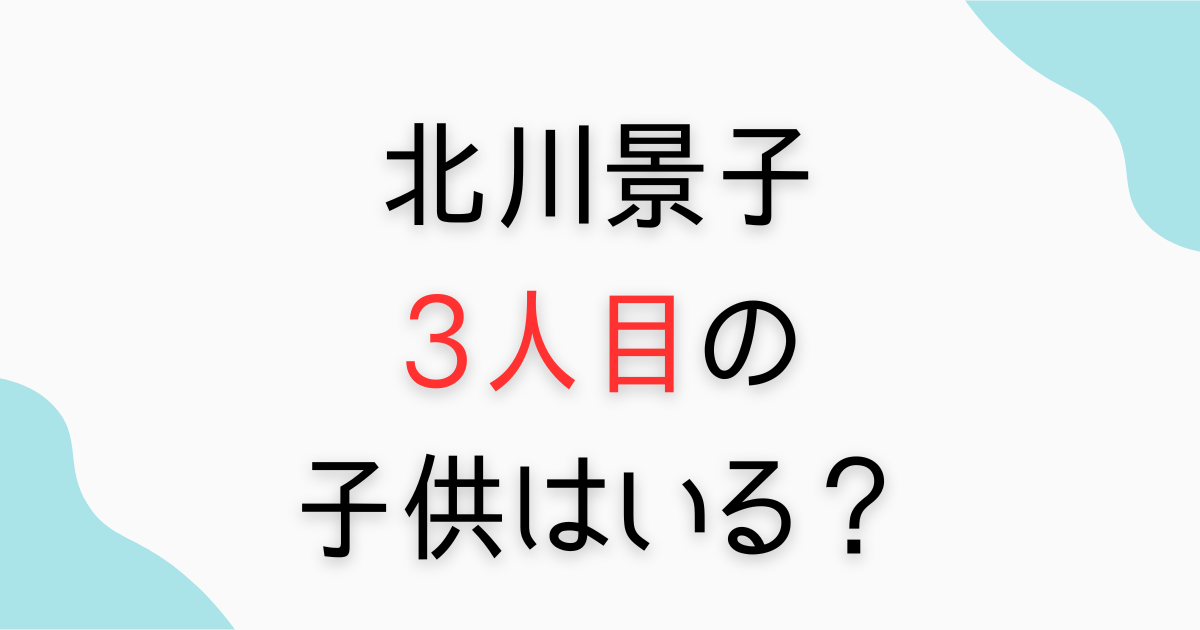 北川景子の子供、3人目は？
